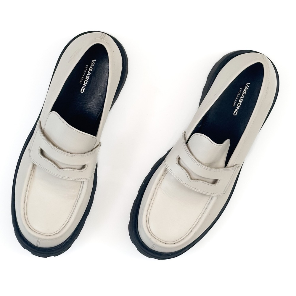 Vagabond Shoemakers Cosmo Chunky Platform‎ Penny Loafers in White Leather - 39
